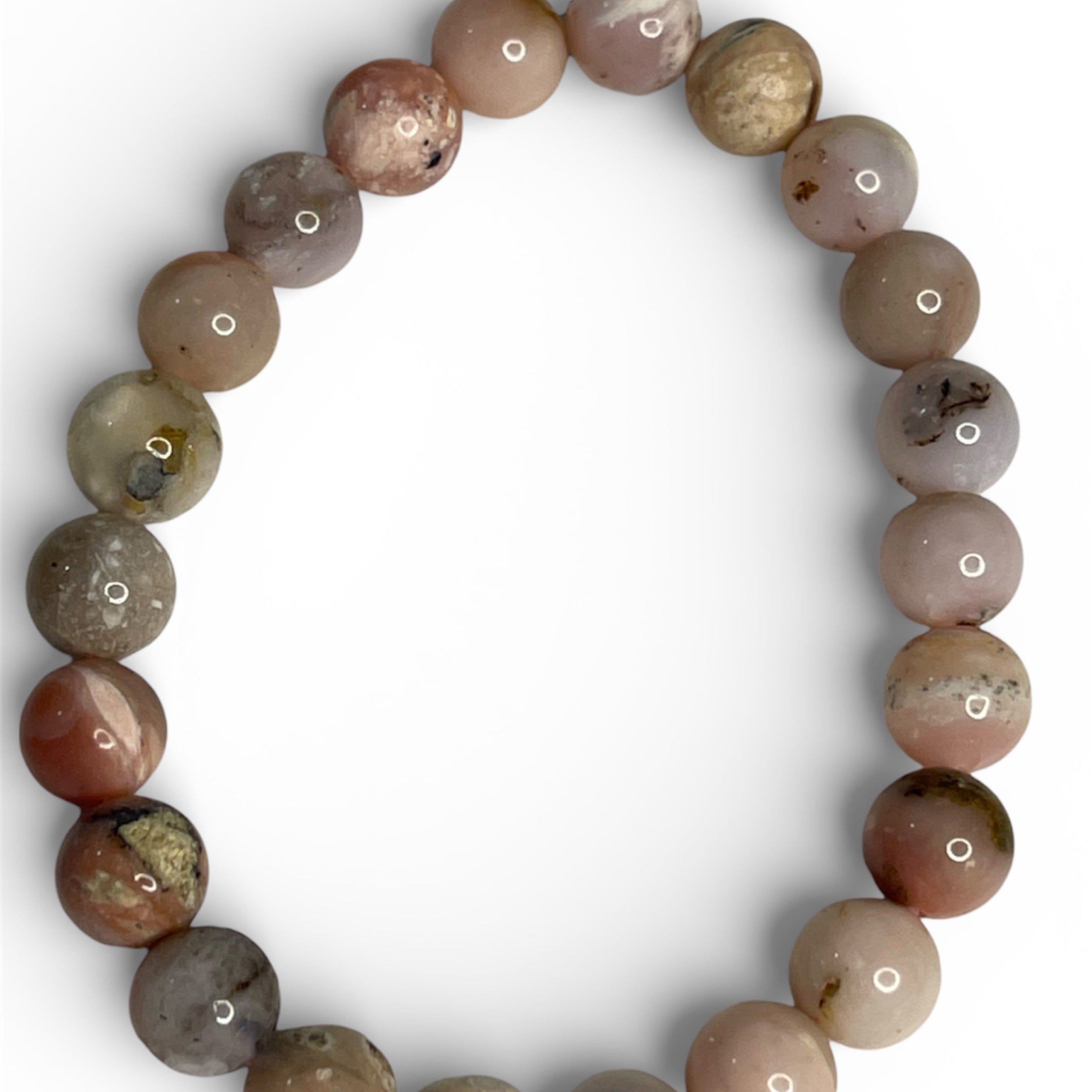 8mm Pink Opal Beaded Bracelet