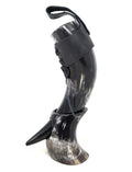 Authentic Medieval Viking Drinking Horn 24oz with Stand - Includes Handcrafted Leather Frog