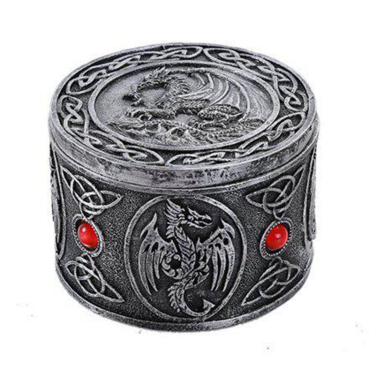 Medieval Fantasy Dragon with Red Ornamental Decorative Crystal Trinket Box