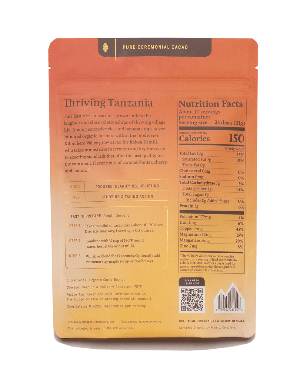 ORA Thriving Tanzania Ceremonial Cacao
