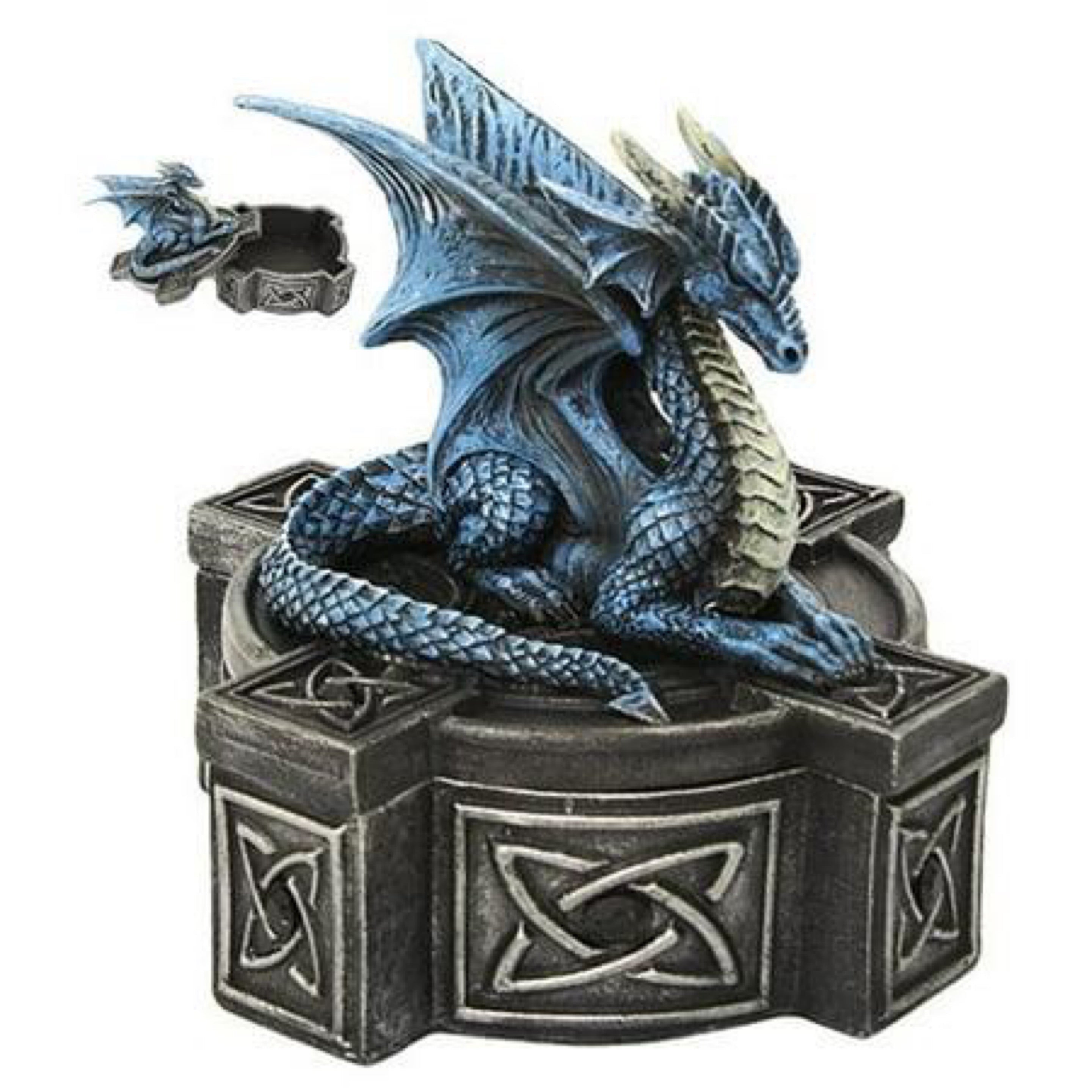 Blue Mystic Dragon Statue Celtic Box