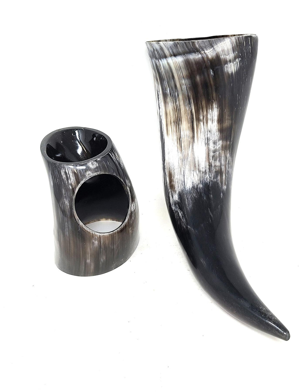 Authentic Medieval Viking Drinking Horn 24oz with Stand - Includes Handcrafted Leather Frog