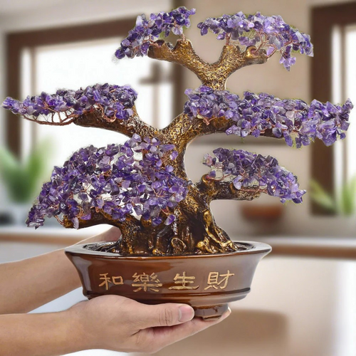 Amethyst Bonsai Tree of Life with 1,251 Natural Gemstones