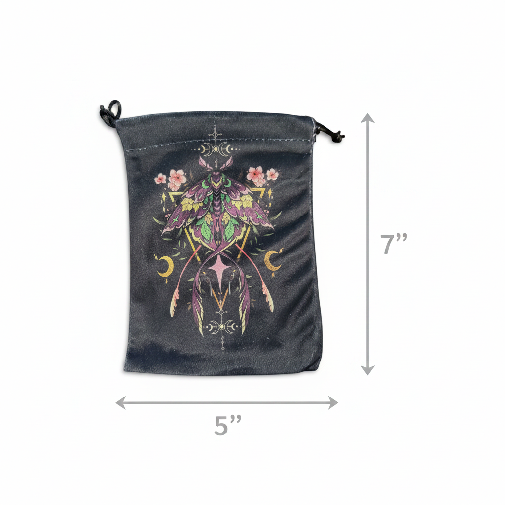 Purple Pink Moth Tarot Bag Measurement Diagram