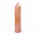 Rose quartz tower with natural golden inclusions, first view