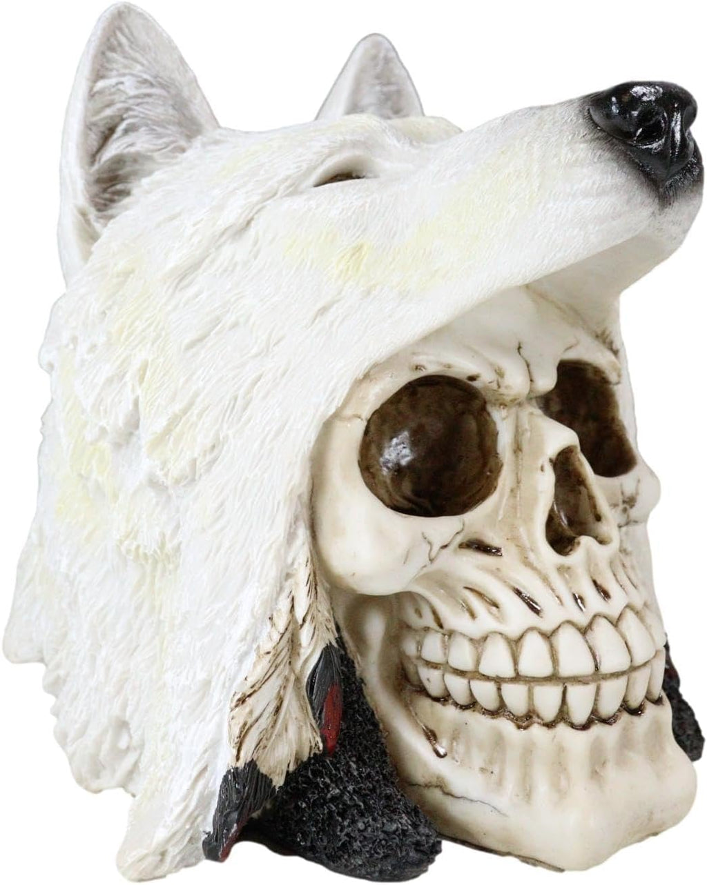 White Wolf Warrior Skull Figurine