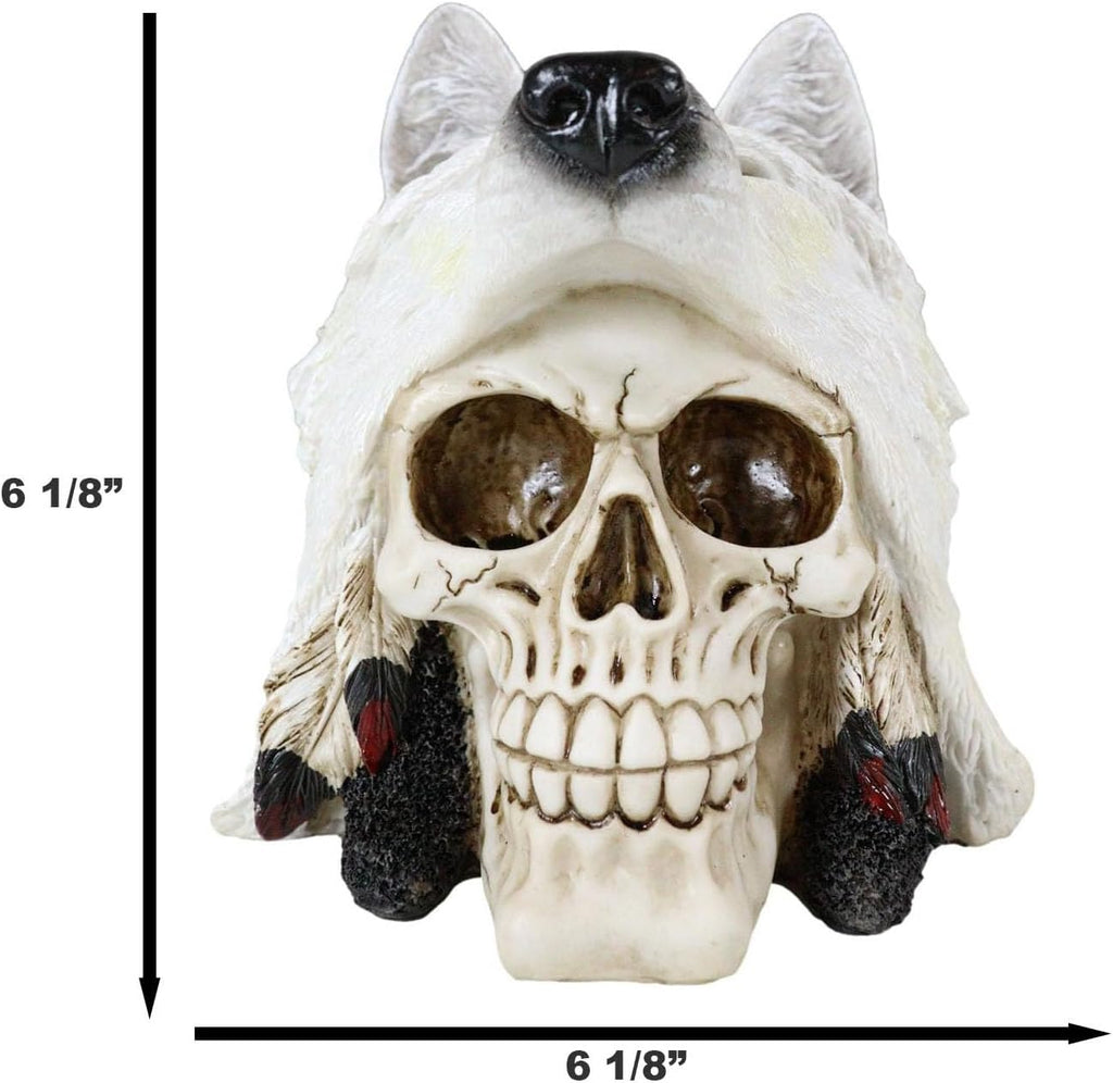 White Wolf Warrior Skull Figurine