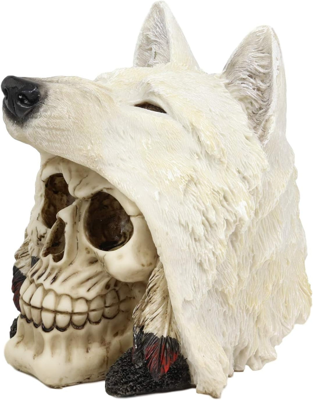 White Wolf Warrior Skull Figurine