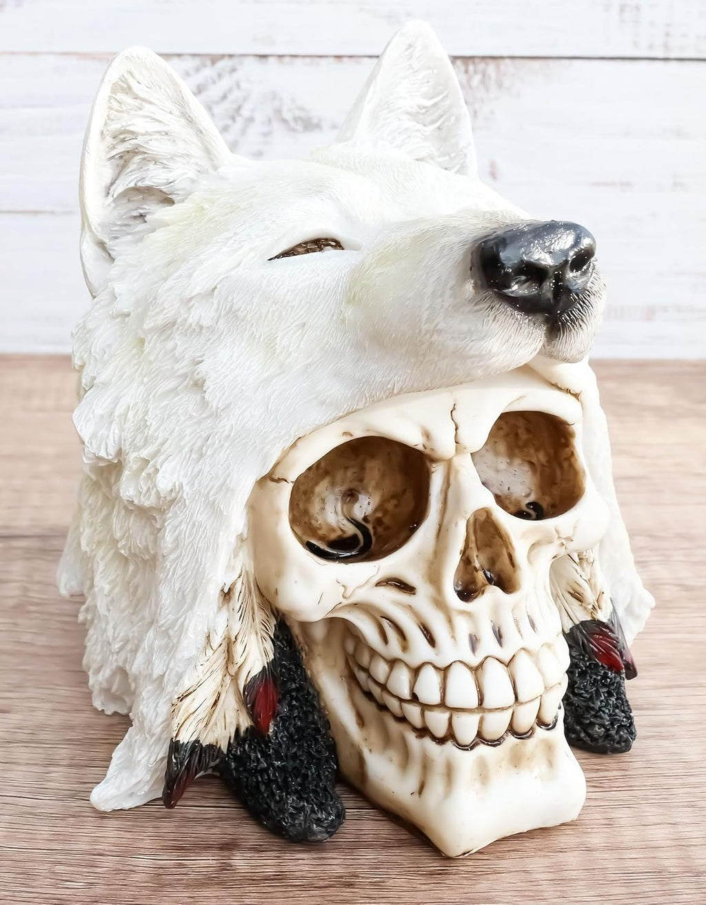 White Wolf Warrior Skull Figurine