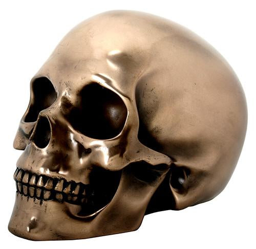 Bronzed Skull Statue Skeleton Figurine