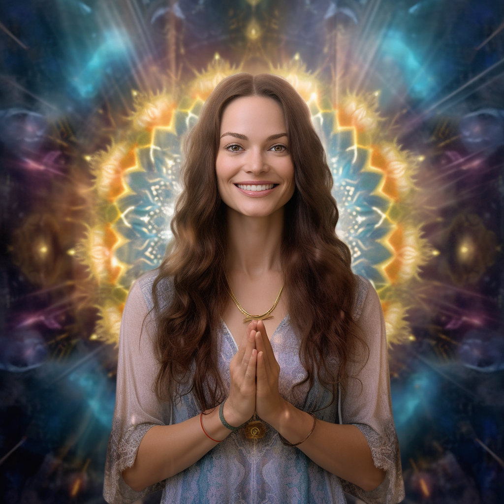 smiling woman who is meditating